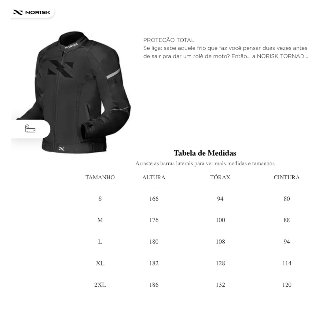 JAQUETA NORISK MASCULINA TORNADO PRETA IMPERMEAVEL