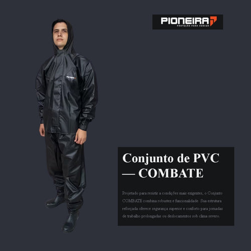 CAPA DE CHUVA  PIONEIRA PVC COMBATE COM CAPUZ MASCULINO