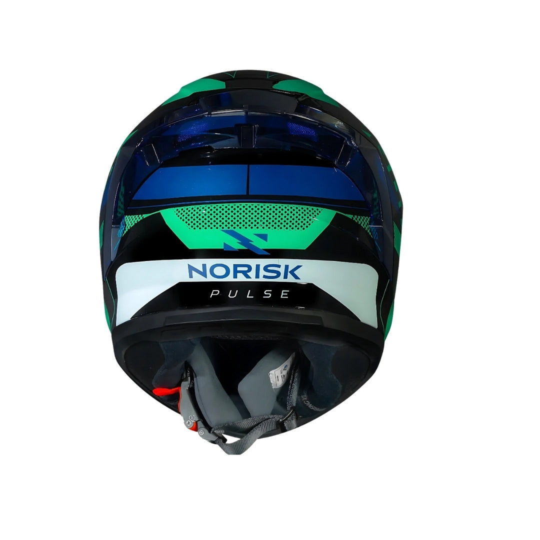 CAPACETE NORISK FLOW PULSE AZUL VERDE COM SPOILER AEROFOLIO
