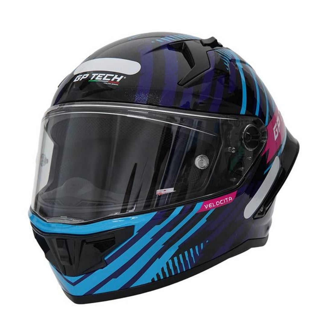 CAPACETE FECHADO GP TECH PILOT VELOCITA AZUL/ROSA