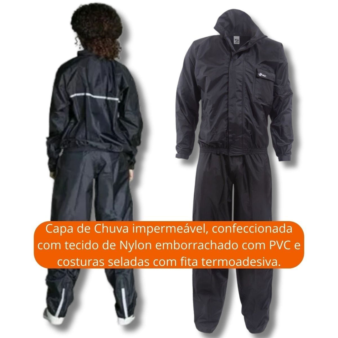 CONJUNTO CAPA DE CHUVA ALBA EUROPA NYLON MOTOQUEIRO MASCULIN