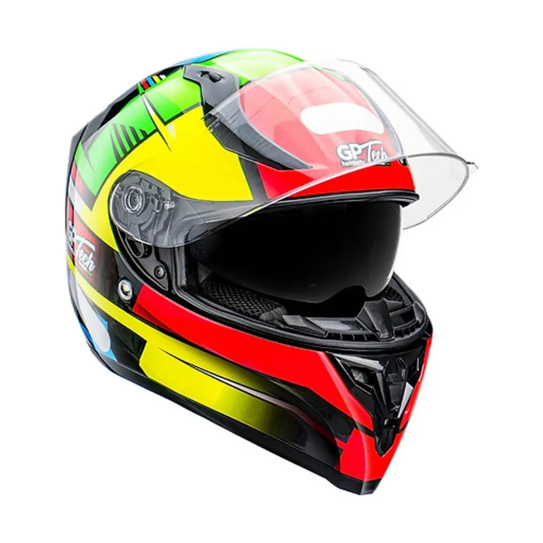 CAPACETE GP TECH ULTRA SV FLAG VERMELHO/AMARELO/VERDE