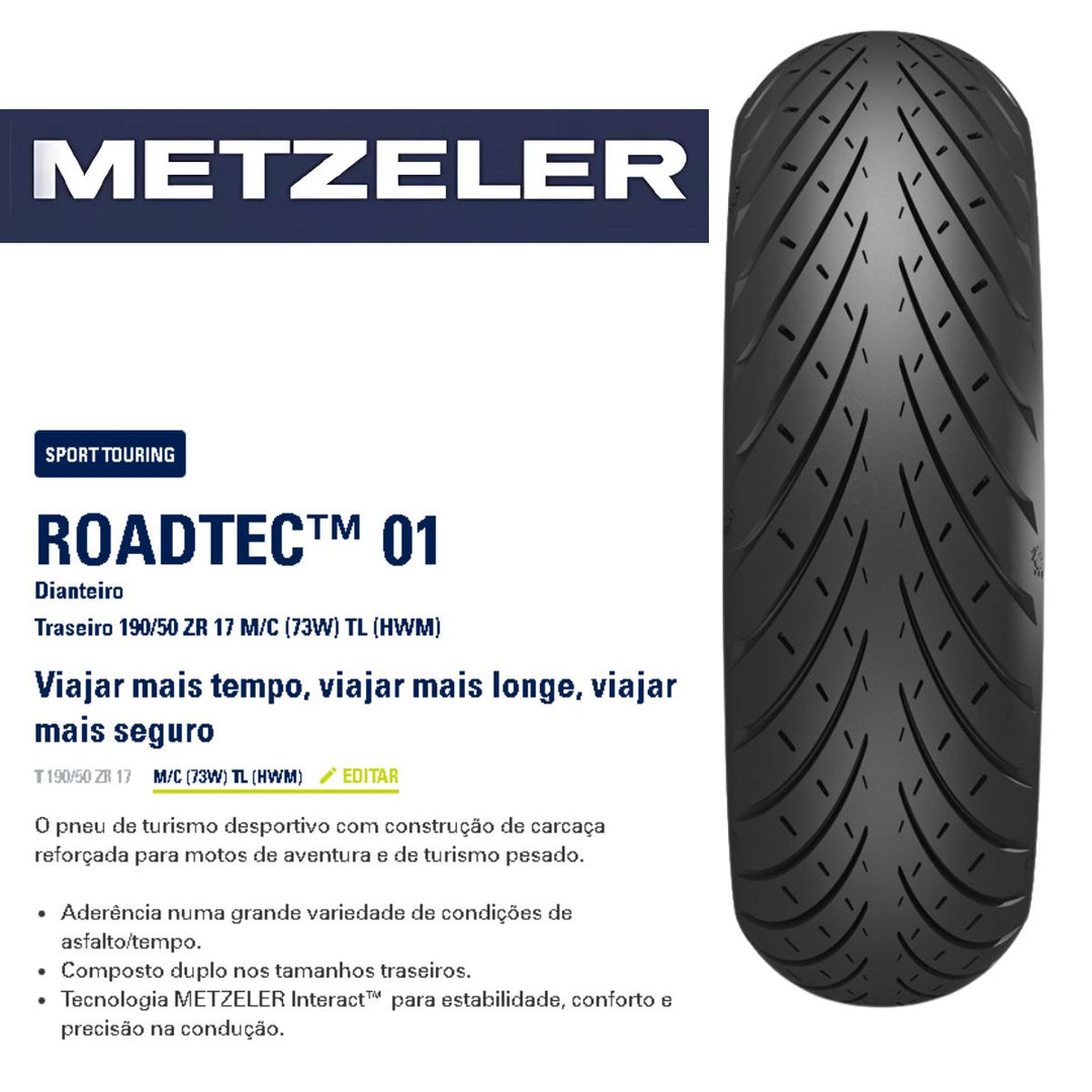 PNEU TRASEIRO 190/50-17 ROADTEC 01 (73W) TL METZELER