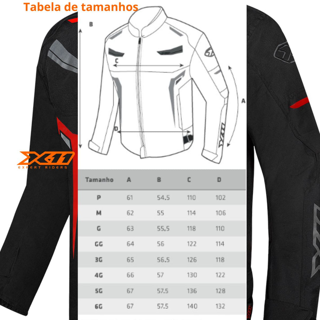 JAQUETA X11 ONE SPORT MASCULINA IMPERMEAVEL COM BOLSOS MOTO