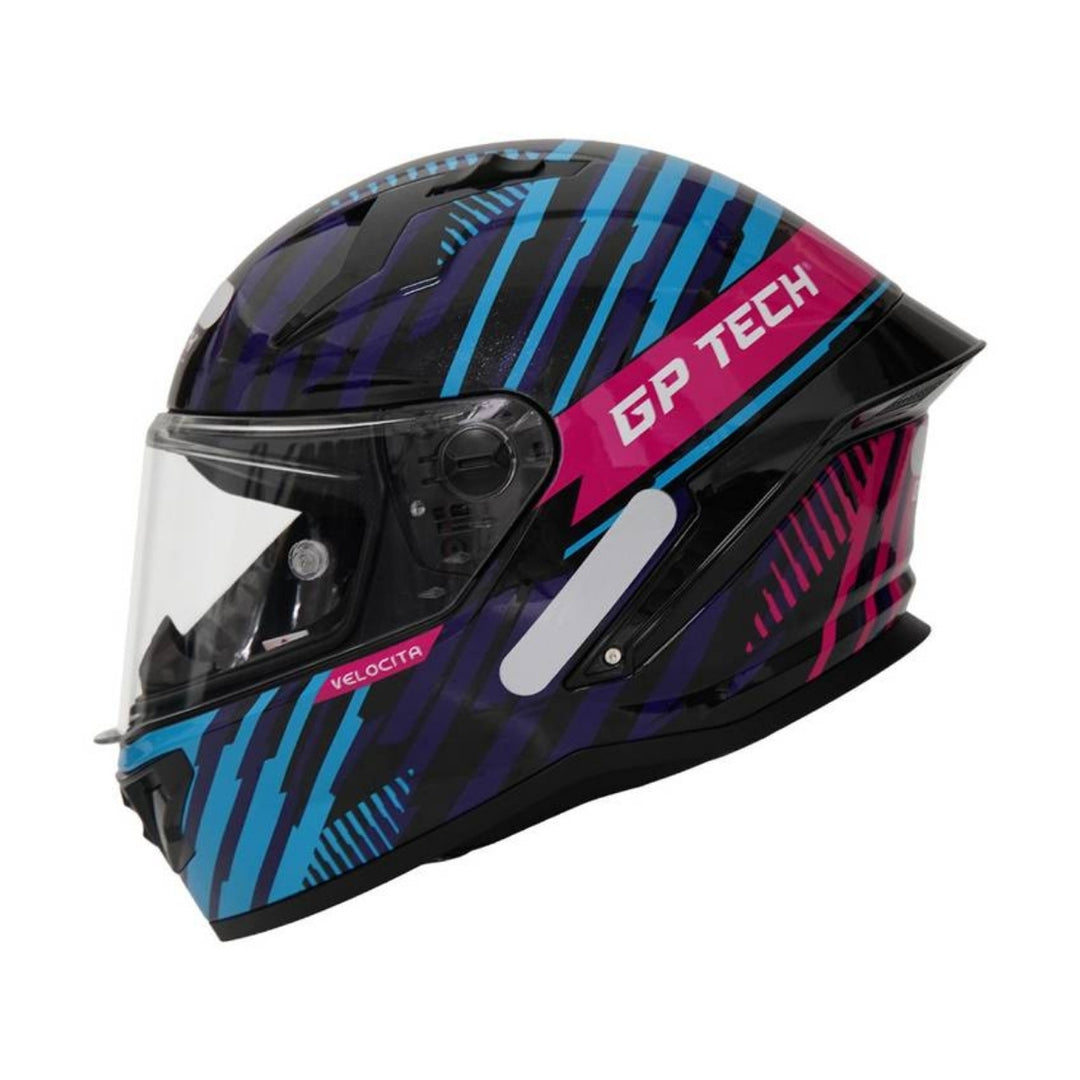CAPACETE FECHADO GP TECH PILOT VELOCITA AZUL/ROSA