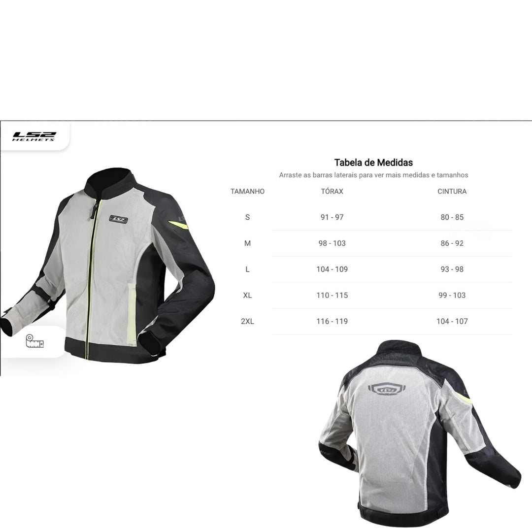 JAQUETA LS2 AIRY PRETA/CINZA/AMARELA BLK/GREY YELLOW