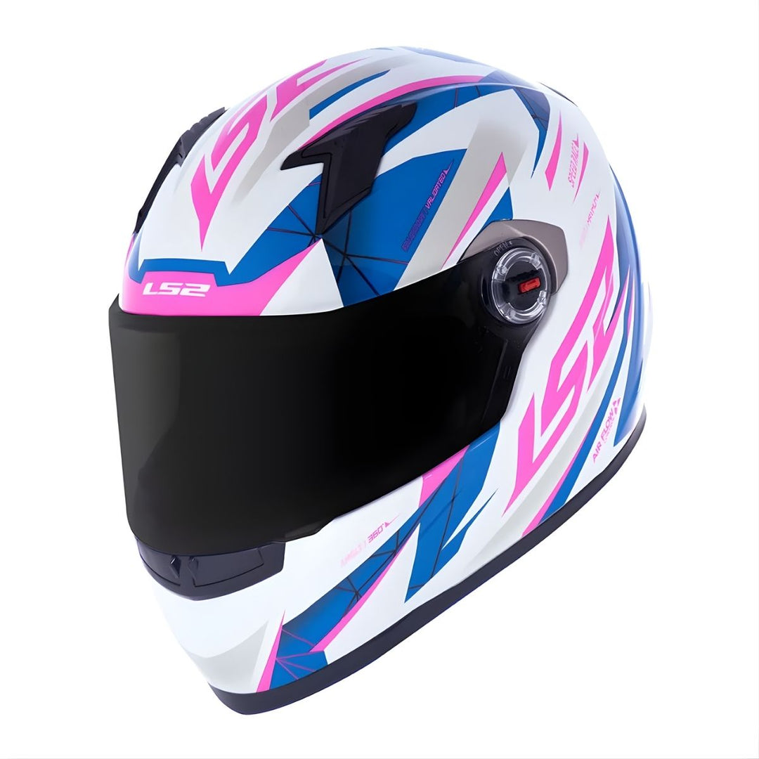 CAPACETE LS2 CLASSIC DRAZE FF358 BRANCO/ROSA WHT/BLU/PINK