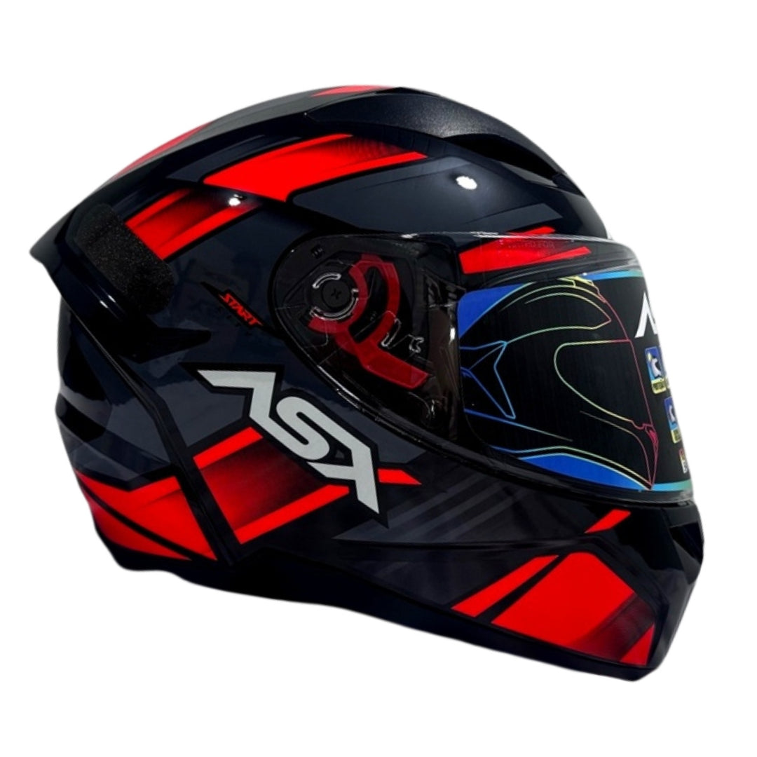 CAPACETE ASX CITY START PRETO BRILHO VERMELHO/CINZA