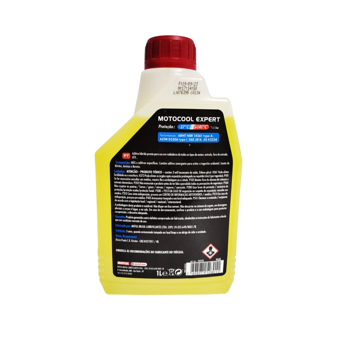 FLUIDO ARREFECIMENTO MOTOCOOL EXPERT 37C 1L BR OLEO MOTUL
