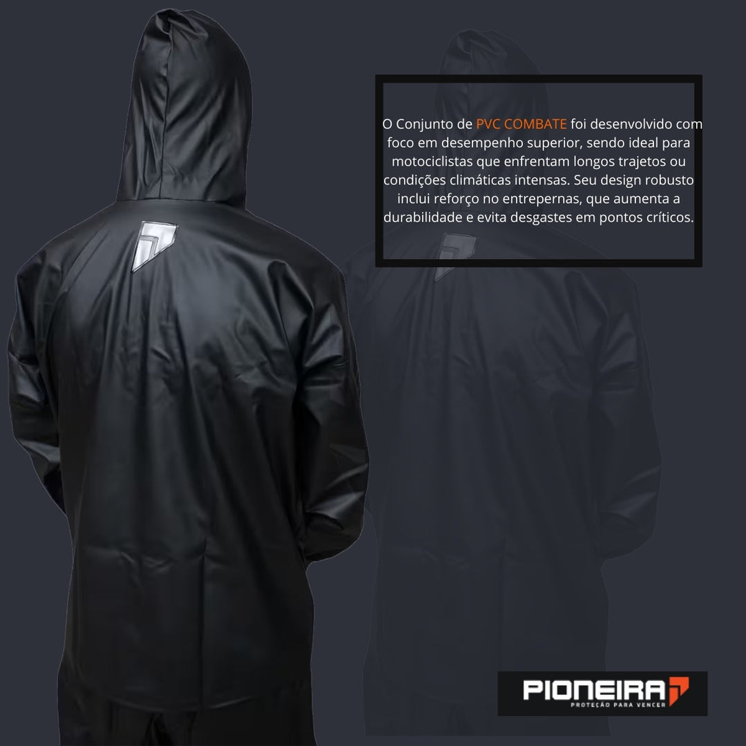 CAPA DE CHUVA  PIONEIRA PVC COMBATE COM CAPUZ MASCULINO