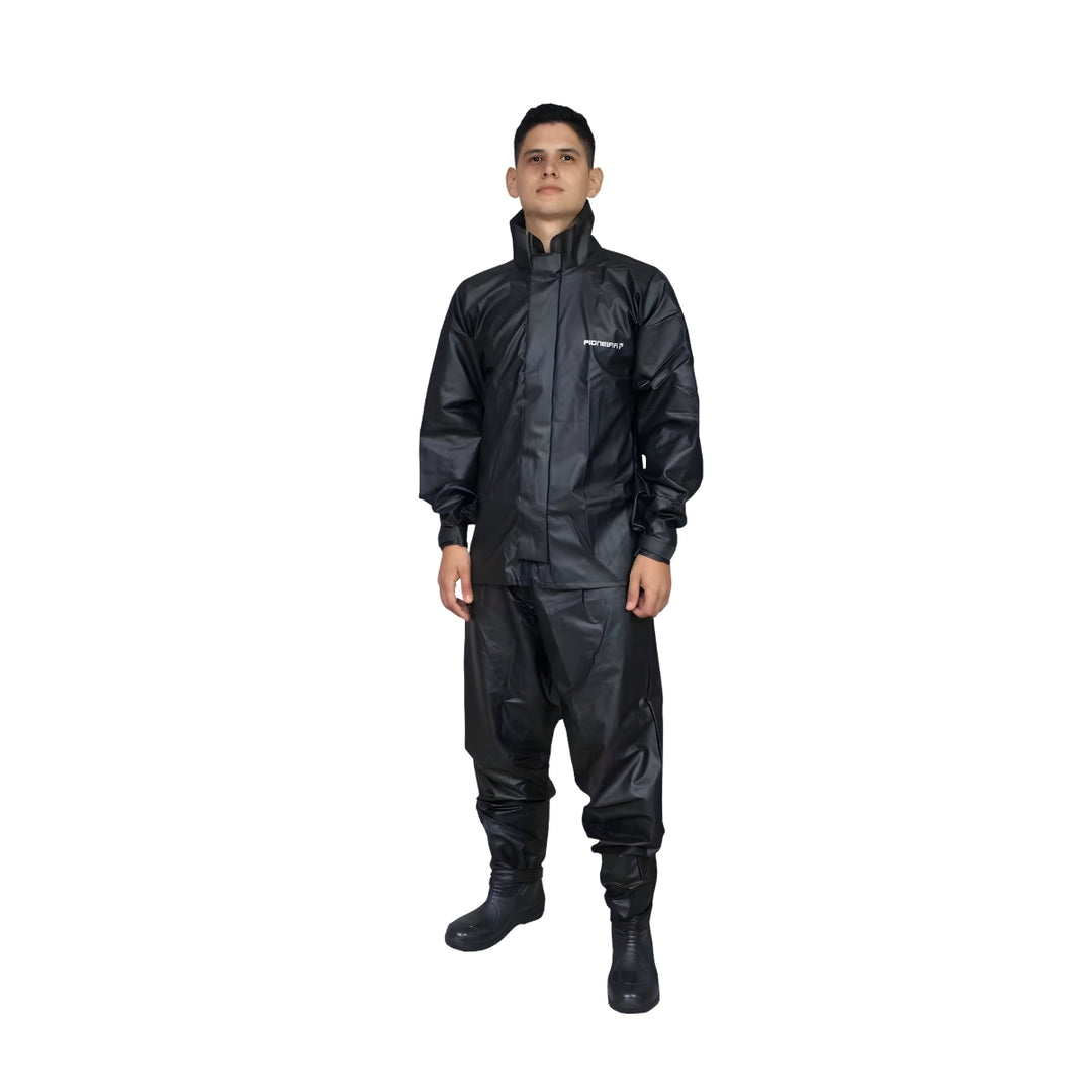 CONJUNTO PIONEIRA IMPERMEÁVEL PVC POP GOLA ALTA PRETO