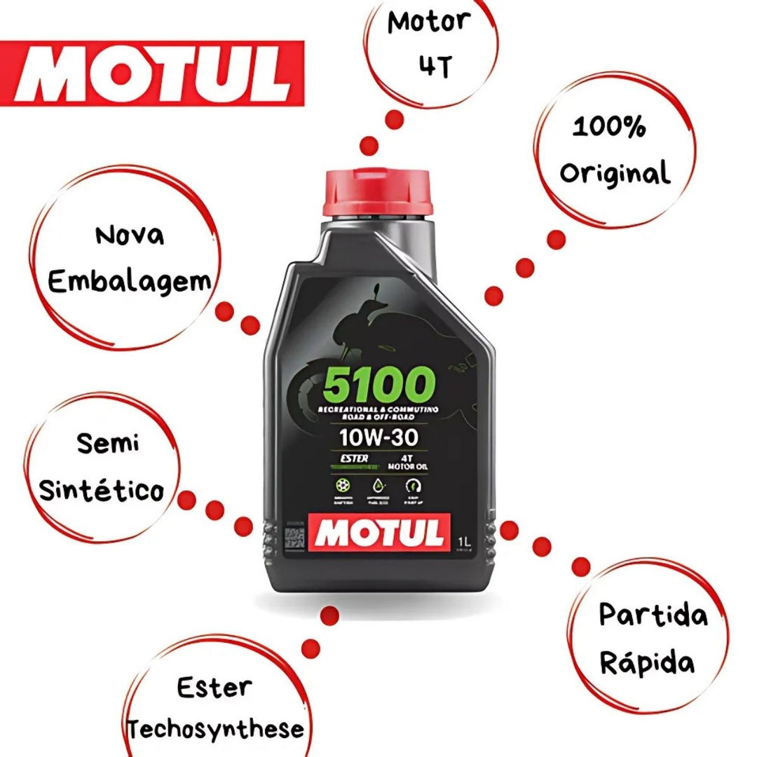 OLEO DE MOTOR MOTUL SEMISINTETICO 5100 10W-30 1L ORIGINAL