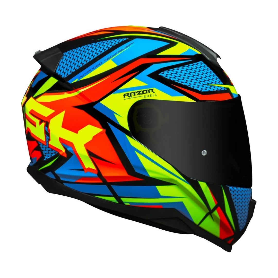 Capacete Norisk Razor Sharp Verde Azul vermelho colorido