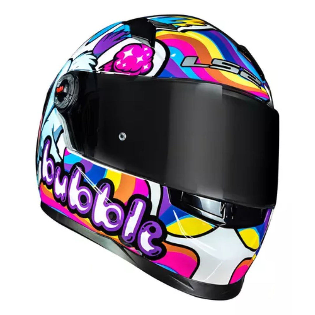 CAPACETE LS2 Ff358 CLASSIC BUBBLE BRANCO AZUL ROSA URSO