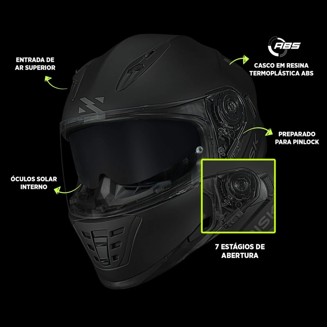NORISK CAPACETE FF302 MONOCOLOR MATTE BLACK