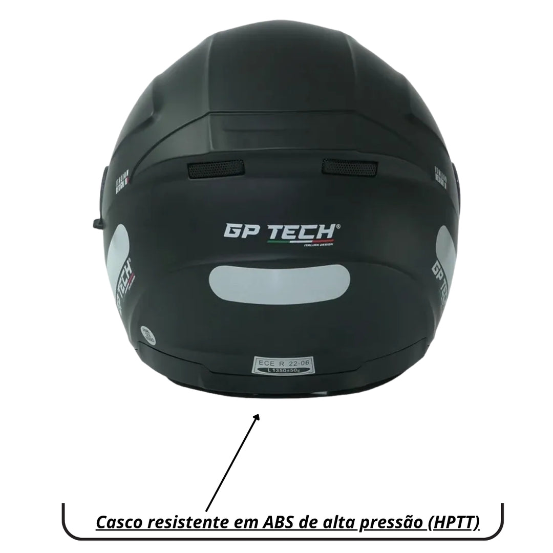 CAPACETE GP TECH OPEN OF669 MONO FOSCO ABERTO PRETO