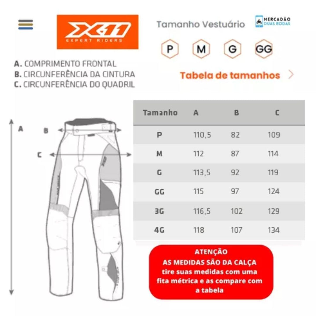 CALCA X11 VERSA MASCULINA IMPERMEÁVEL REFORÇADA MOTOCICLISTA