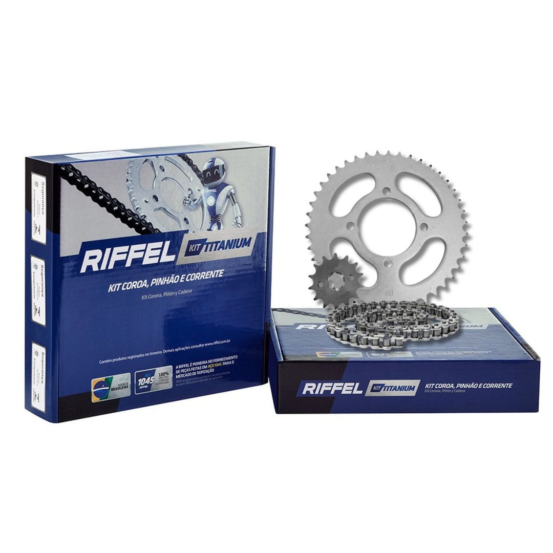 KIT RELACAO TITAN FAN 150 START TODAS RIFFEL AÇO 1045 71827