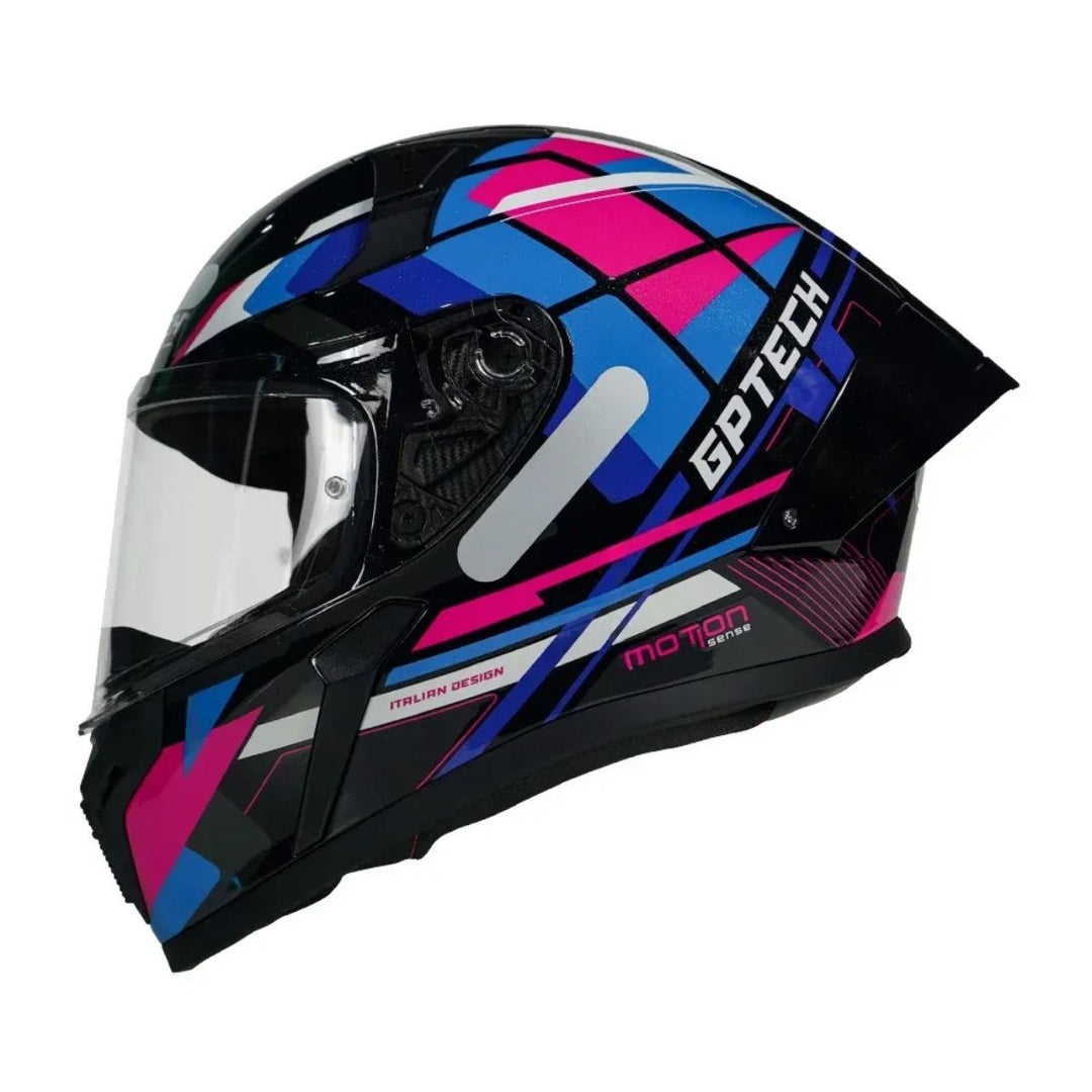CAPACETE FEMININO GP TECH SENSE MOTION PRETOAZULROSA