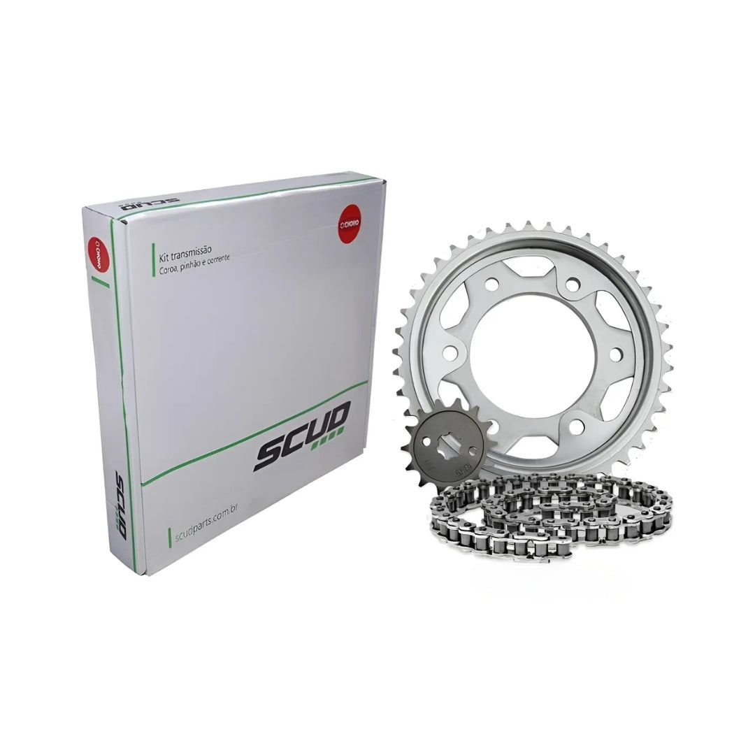 KIT RELAÇÃO SCUD CB300 COM RETENTOR TRANSMISSÃO COMPLETA