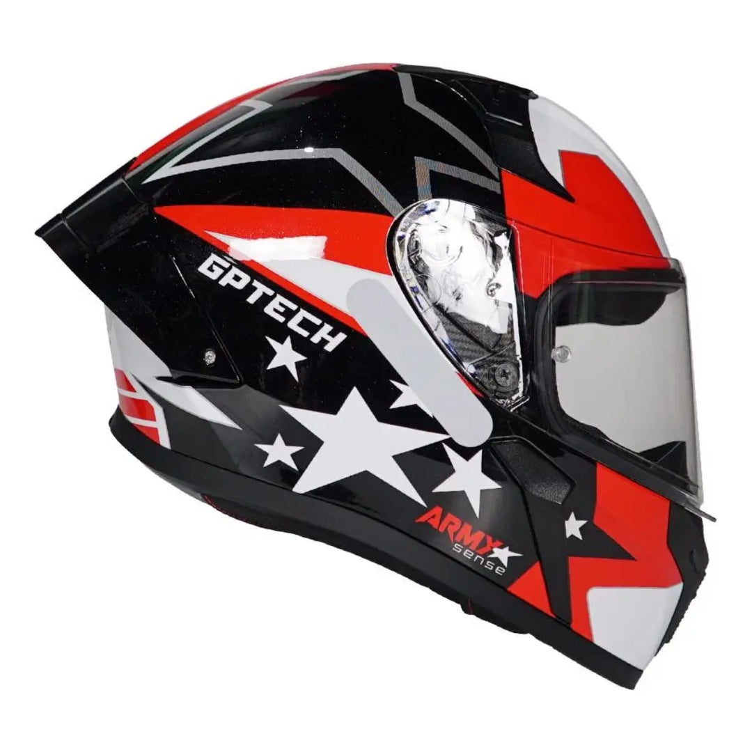 CAPACETE GP TECH SENSE ARMY PRETOVERMELHO