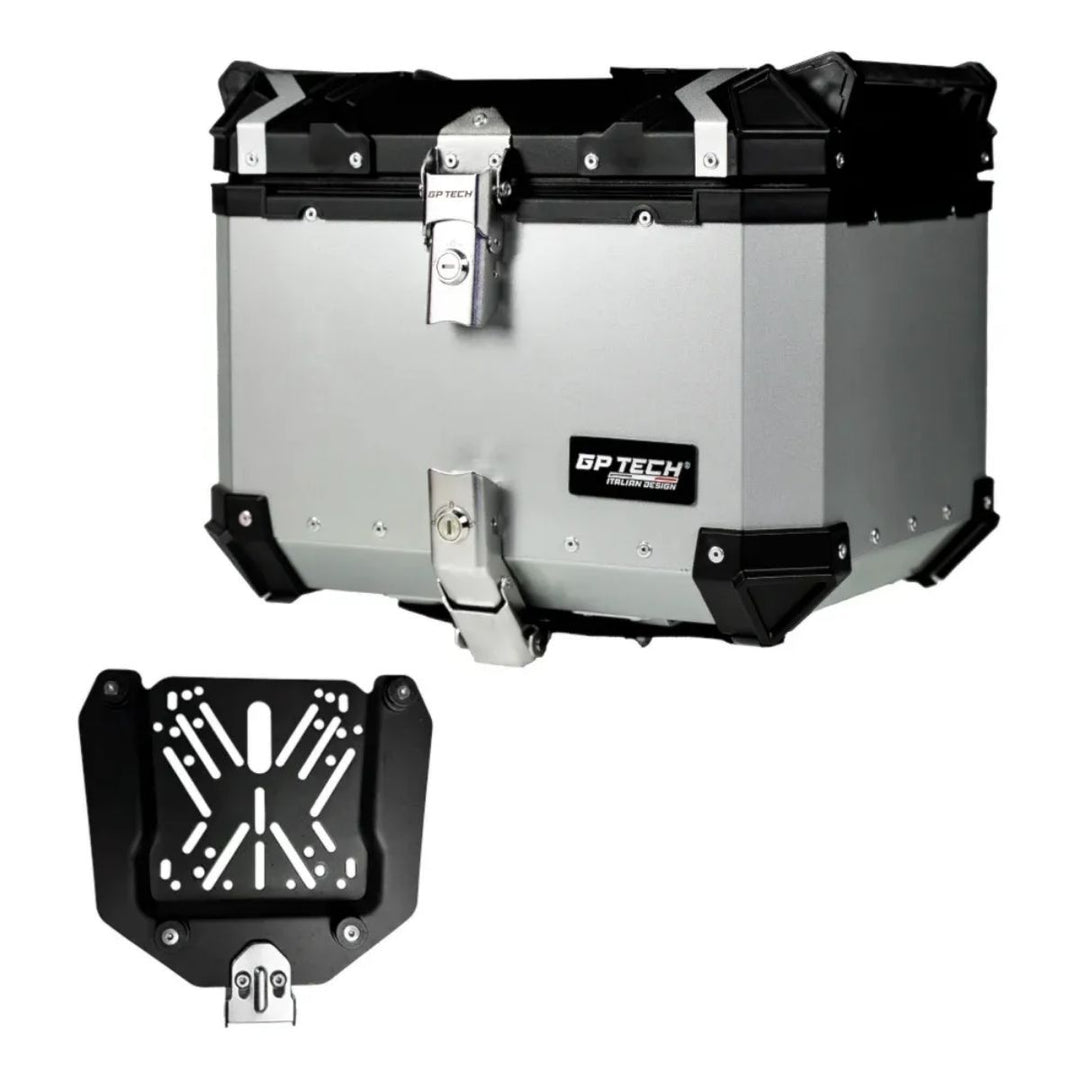 Bau Bauleto 45 Litros Moto Bagageiro Aluminio Gp Tech Prateado