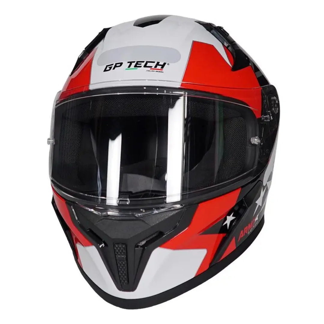 CAPACETE GP TECH SENSE ARMY PRETOVERMELHO