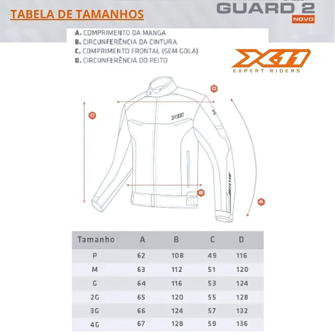 JAQUETA X11 GUARD 2 MASCULINA REFORÇADA CASUAL MOTOCICLISTA