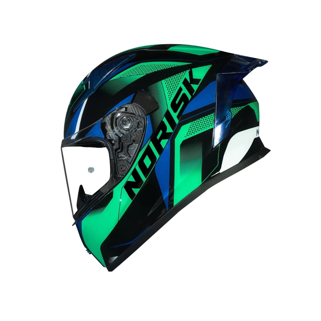 CAPACETE NORISK FLOW PULSE AZUL VERDE COM SPOILER AEROFOLIO