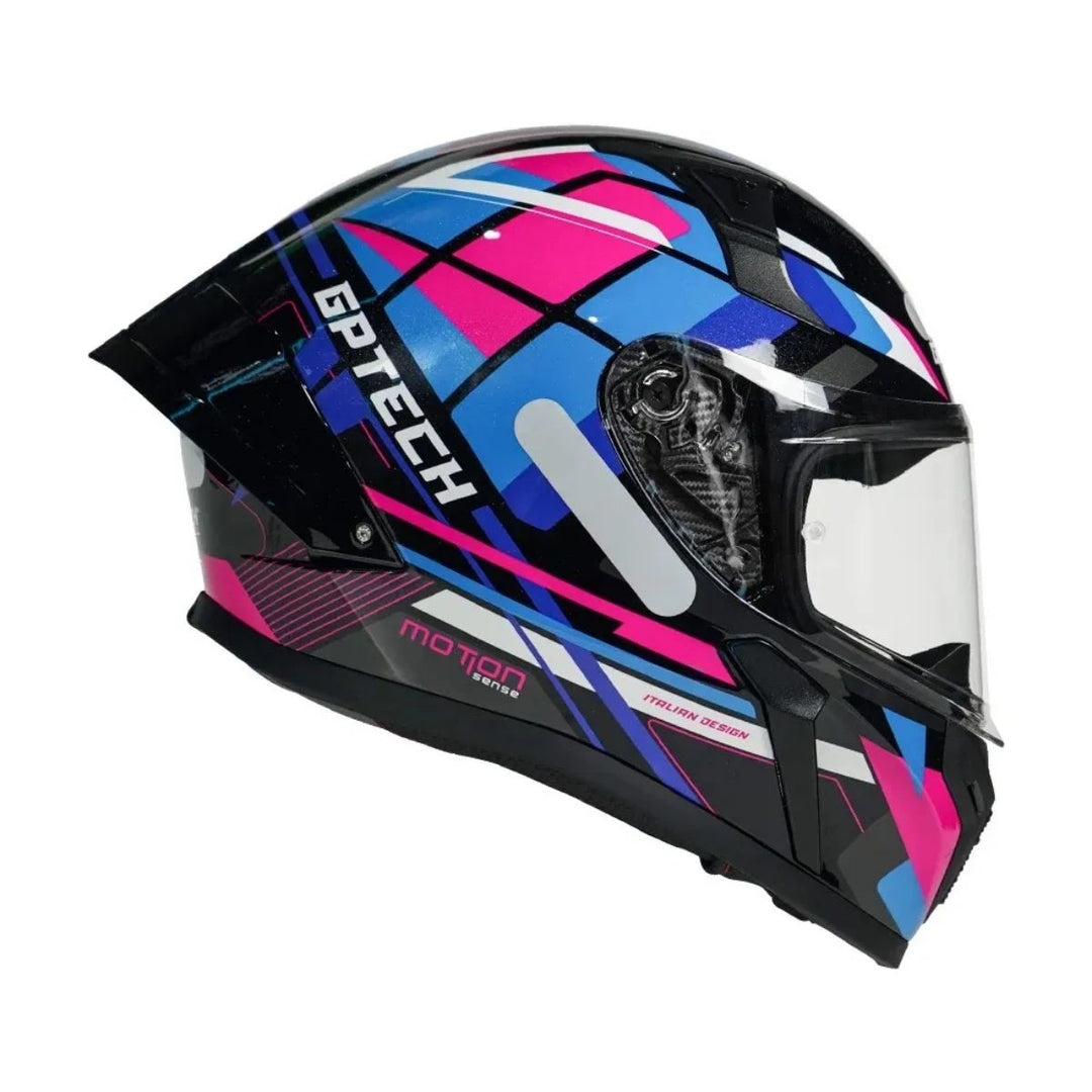 CAPACETE FEMININO GP TECH SENSE MOTION PRETOAZULROSA