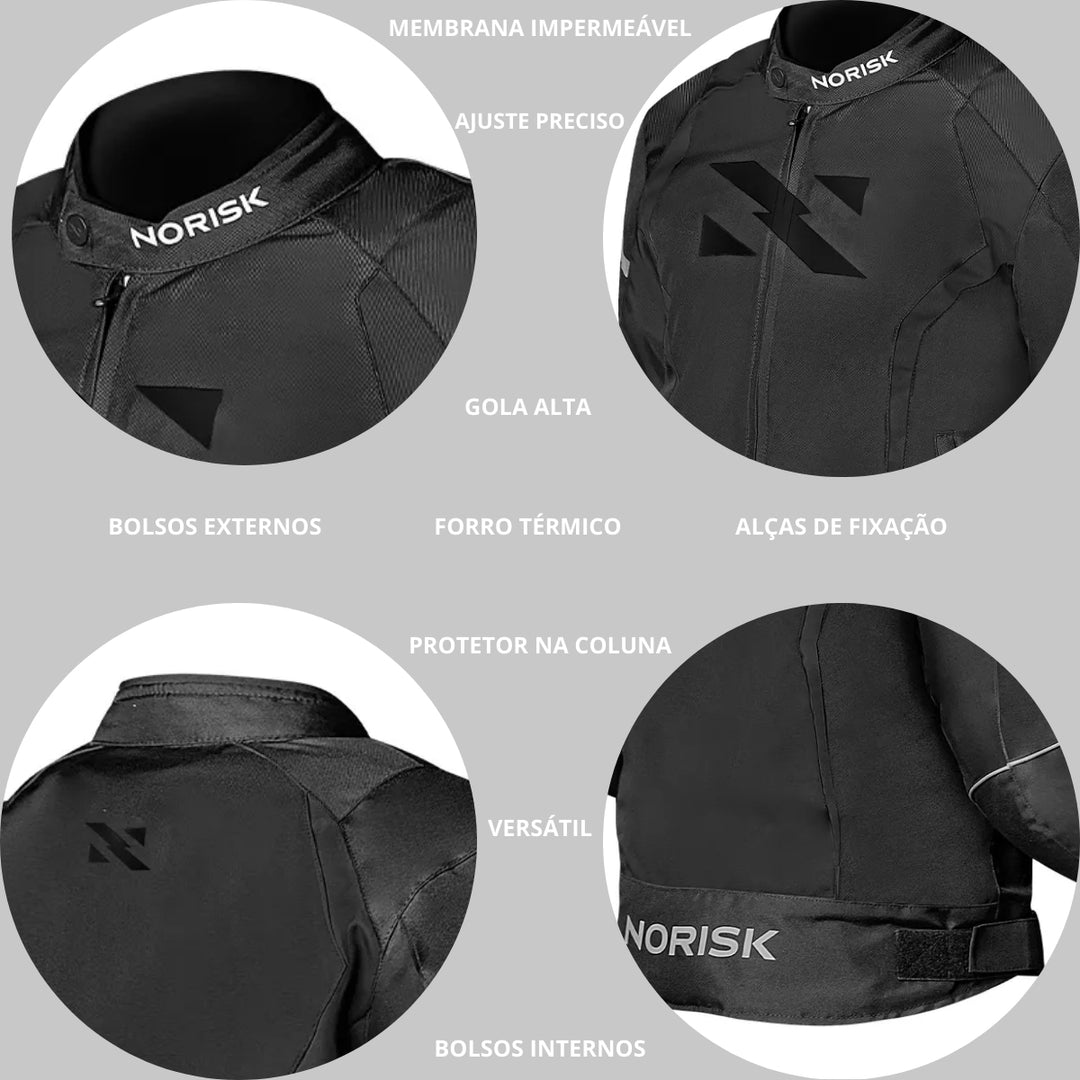 JAQUETA NORISK MASCULINA TORNADO PRETA IMPERMEAVEL