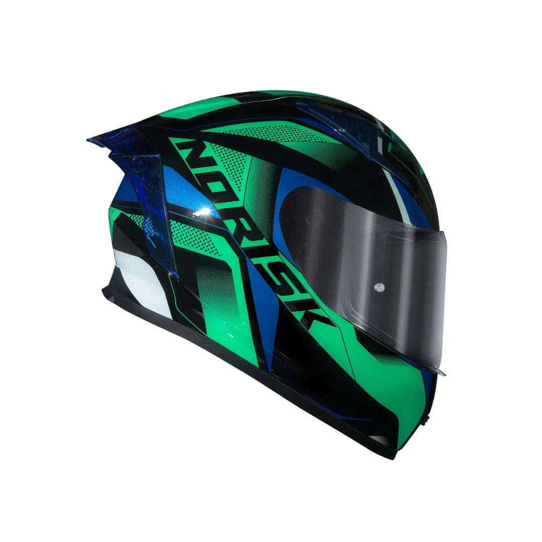 CAPACETE NORISK FLOW PULSE AZUL VERDE COM SPOILER AEROFOLIO