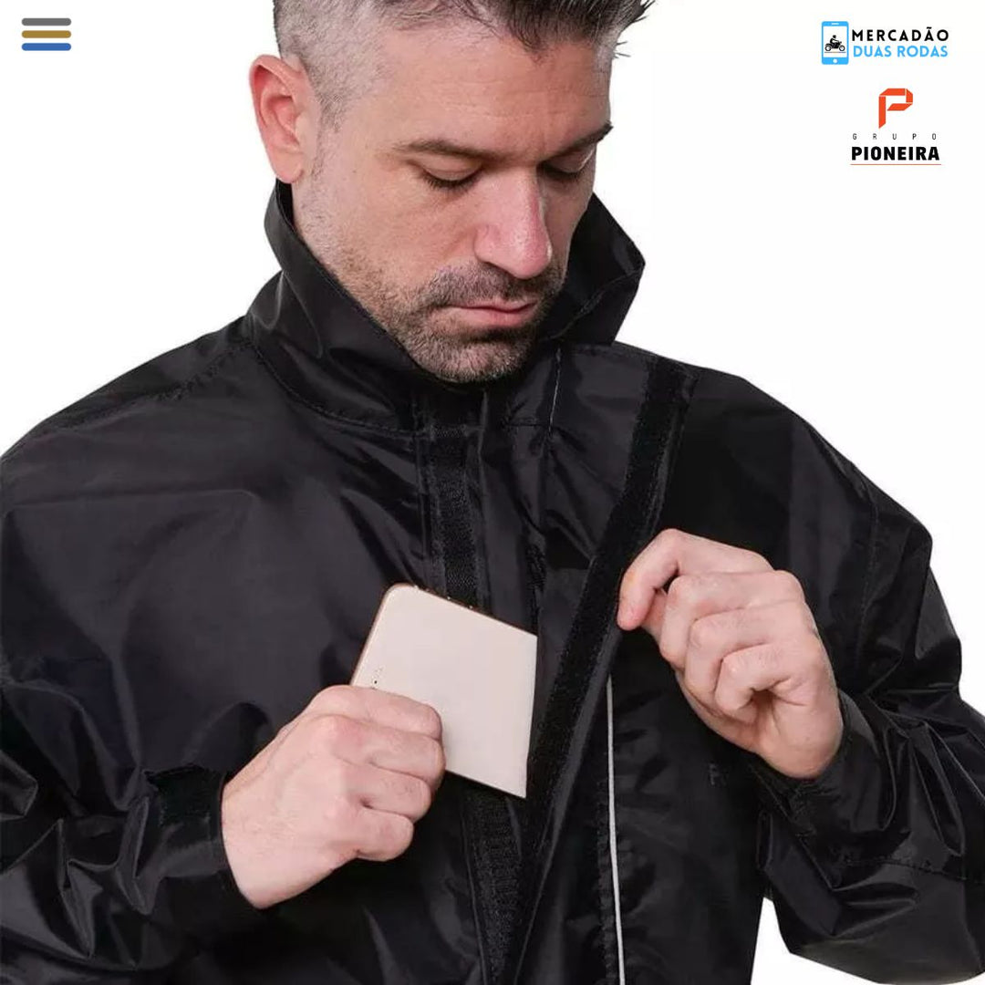 CONJUNTO CAPA DE CHUVA PIONEIRA STORM NYLON MASCULINO IMPERM