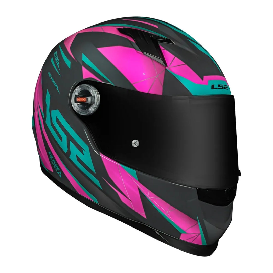 CAPACETE LS2 FF358 DRAZE  CINZA E ROSA GREY/GREEN/PINK