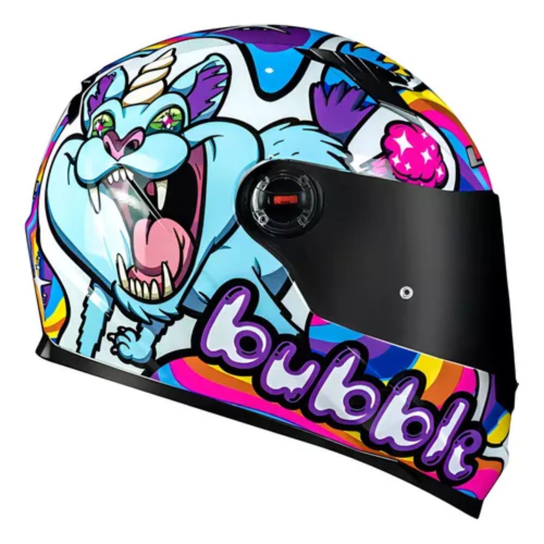 CAPACETE LS2 Ff358 CLASSIC BUBBLE BRANCO AZUL ROSA URSO