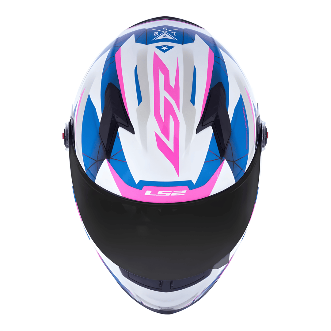 CAPACETE LS2 CLASSIC DRAZE FF358 BRANCO/ROSA WHT/BLU/PINK