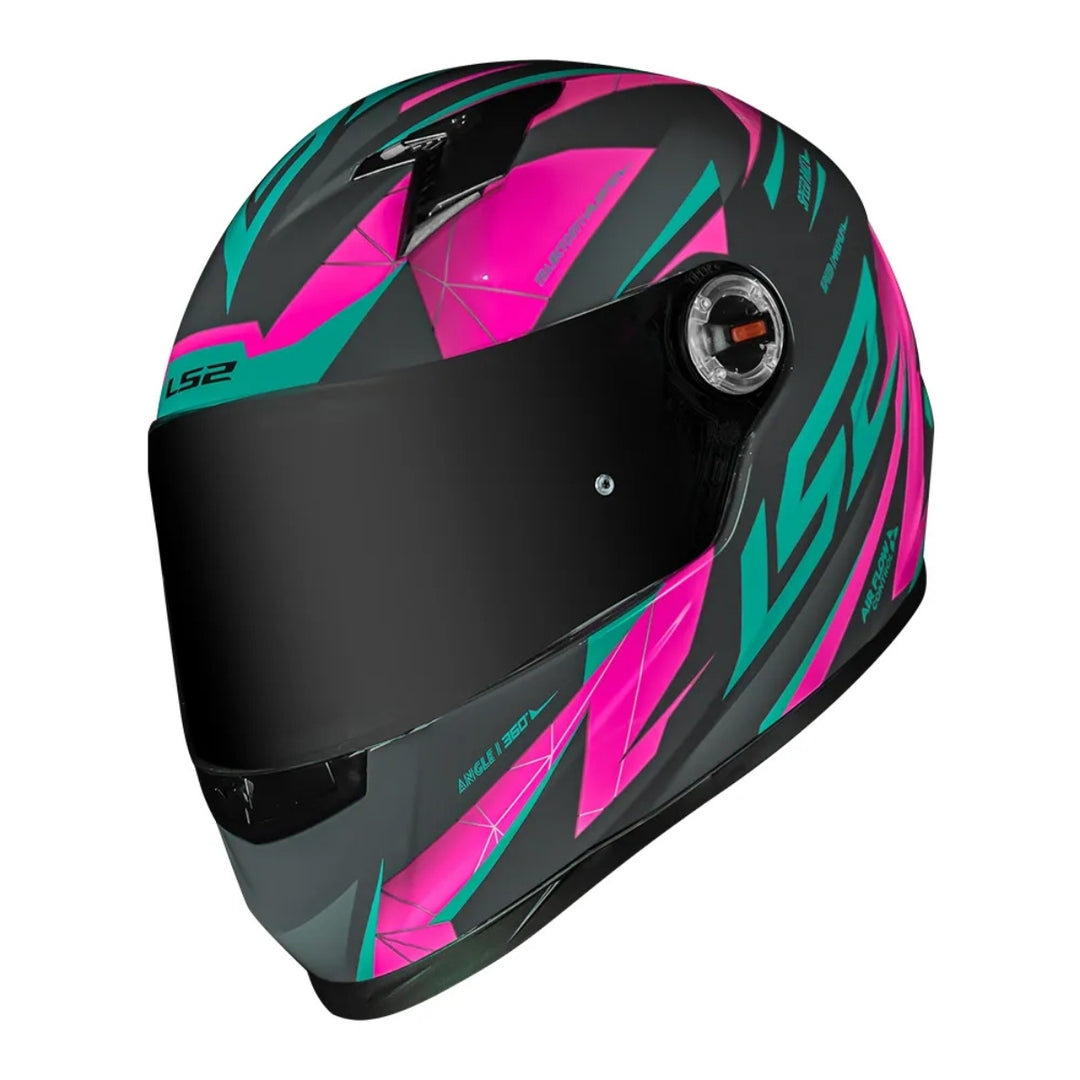 CAPACETE LS2 FF358 DRAZE  CINZA E ROSA GREY/GREEN/PINK