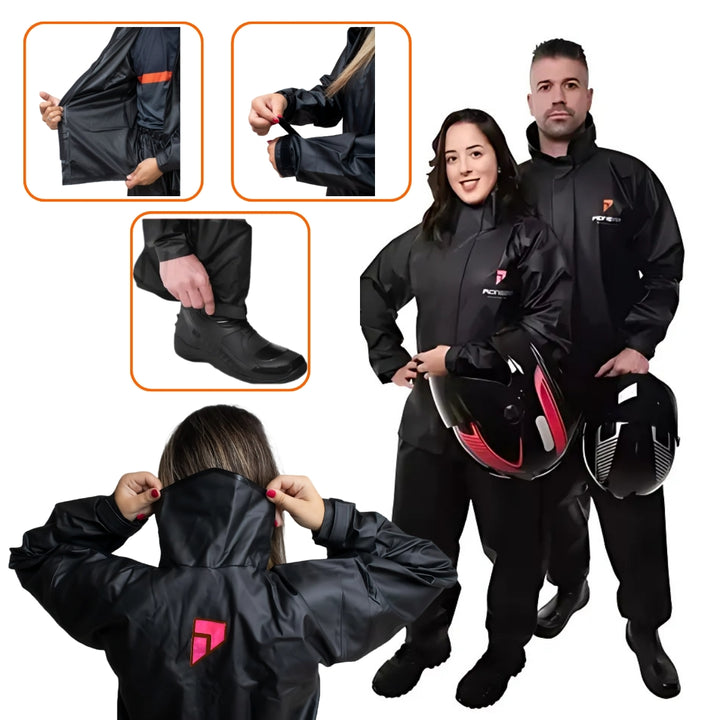 CONJUNTO CAPA DE CHUVA PIONEIRA PVC GOLA FEMININO