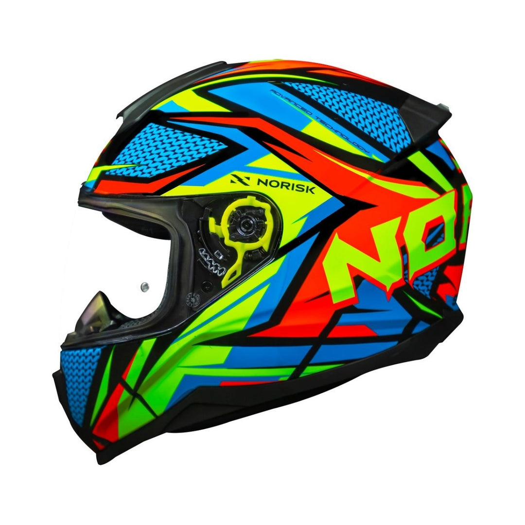 Capacete Norisk Razor Sharp Verde Azul vermelho colorido