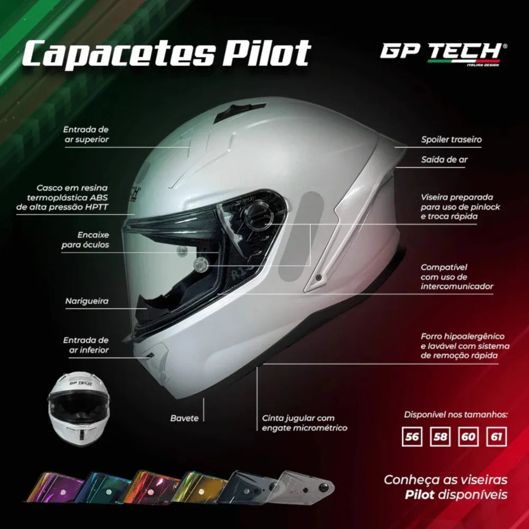 CAPACETE FECHADO GP TECH SENSE MONO BRANCO
