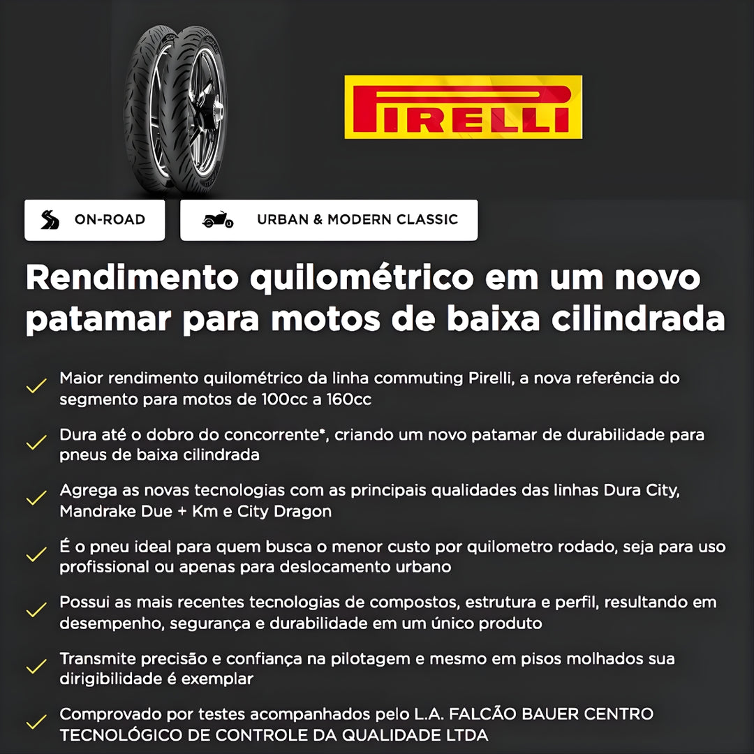 Pneu Moto Pirelli Aro 14 Super City 80/100-14 49l Tt Tras