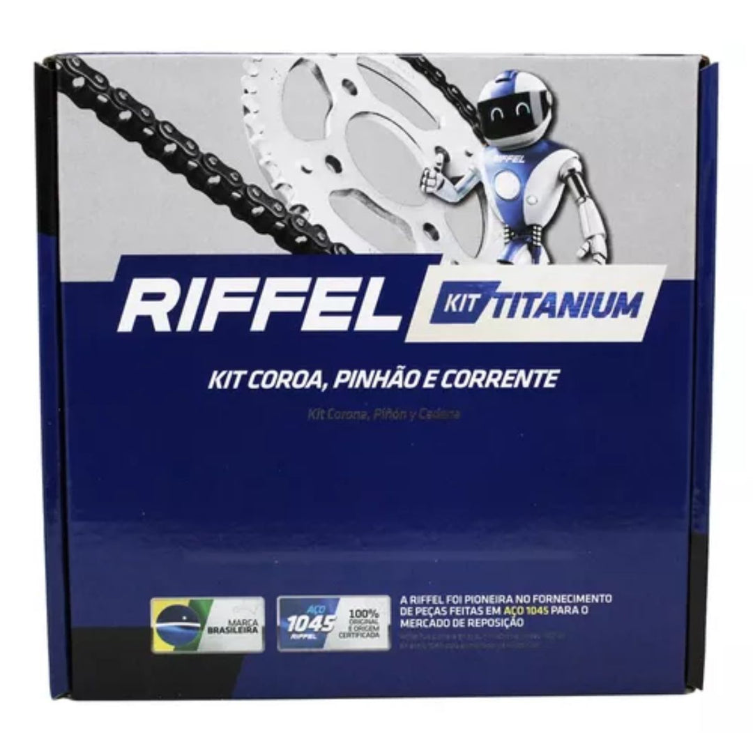 KIT RELAÇÃO RIFFEL BIZ 100 13-15 428HX108L TITANIUM 91131