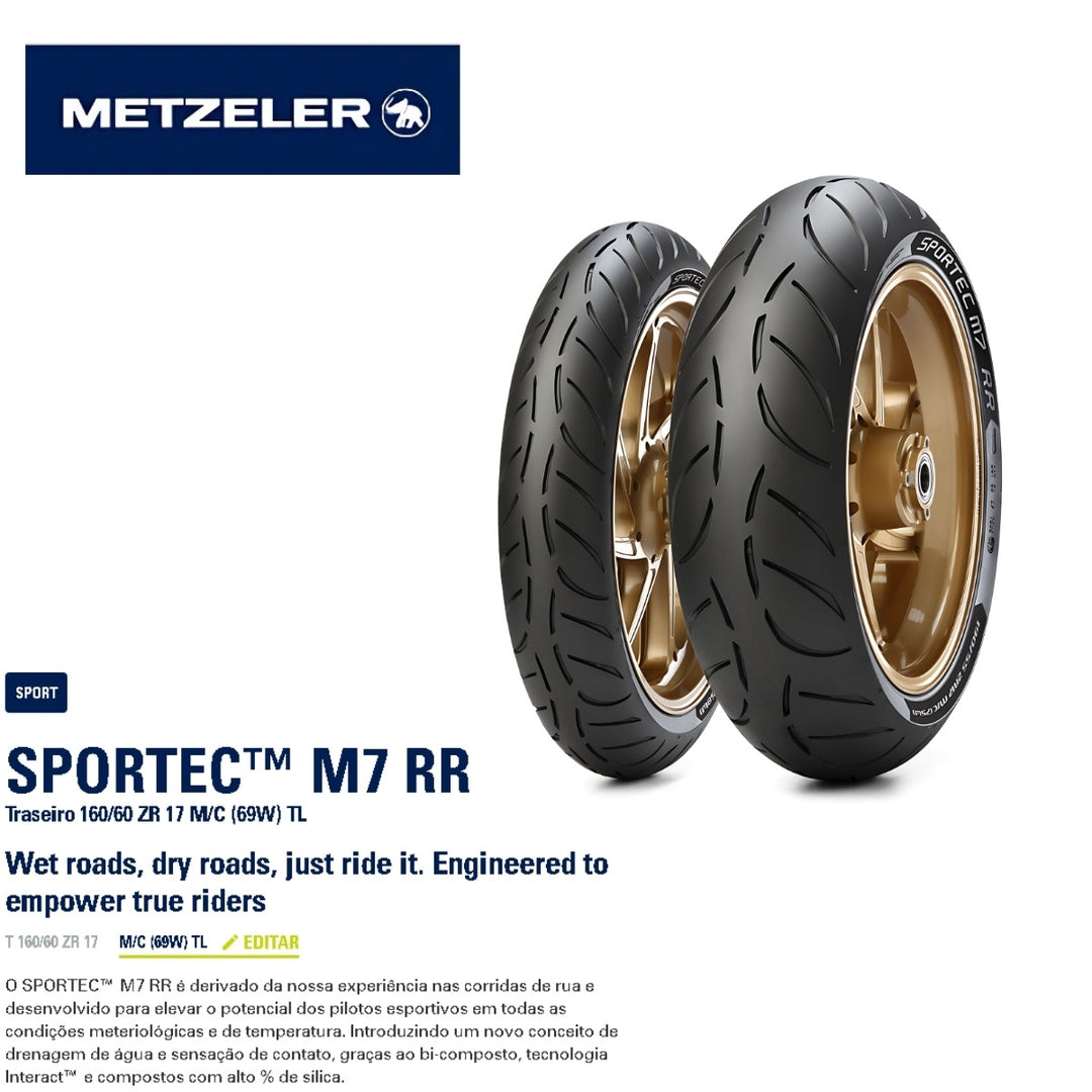 PNEU TRASEIRO 160/60-17 SPORTEC M7 (69W) TL METZELER