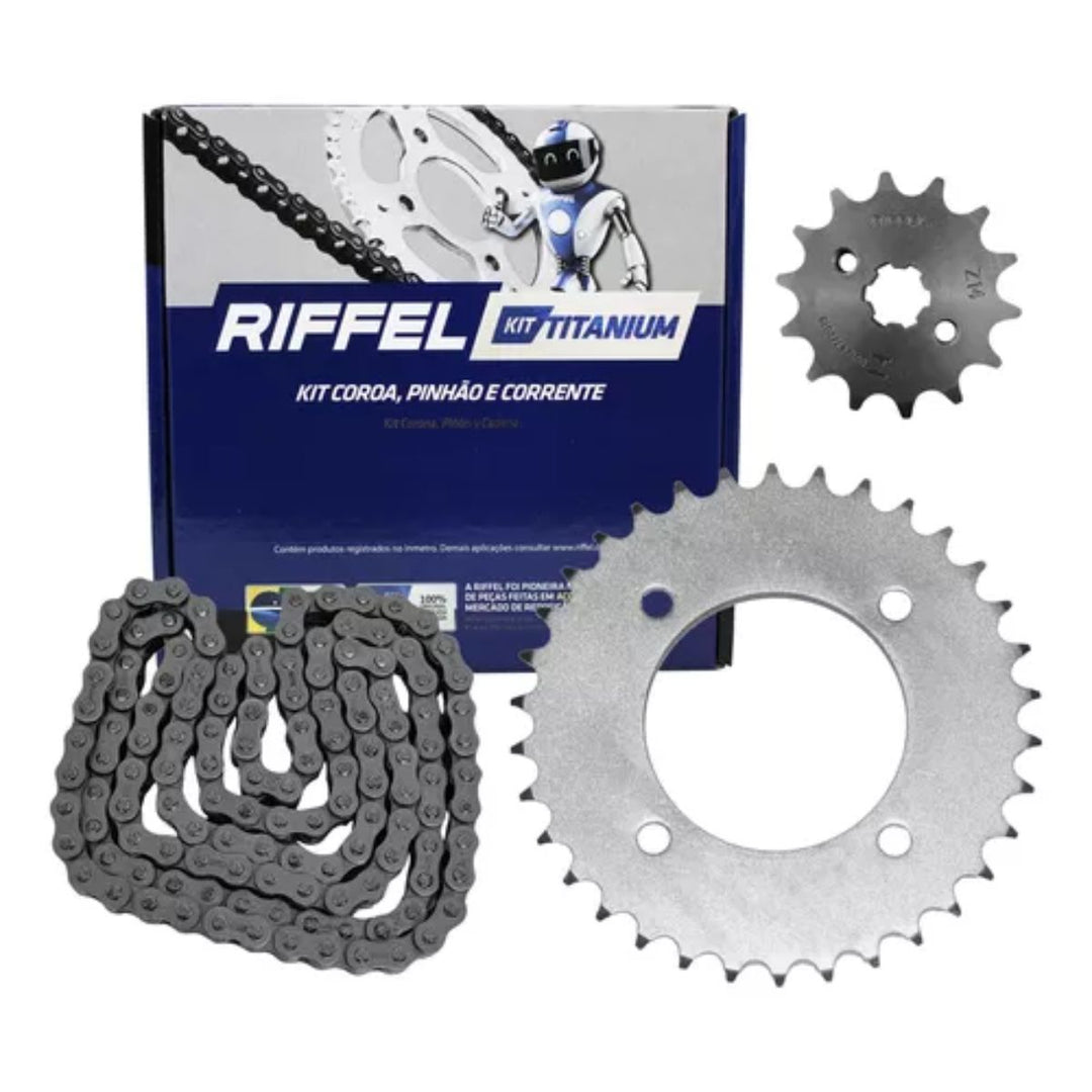 KIT RELAÇÃO RIFFEL BIZ 100 13-15 428HX108L TITANIUM 91131